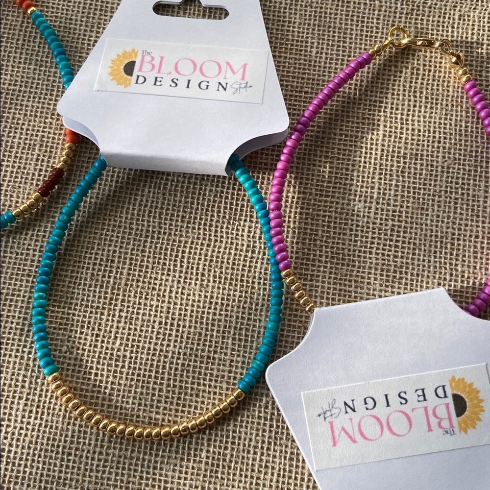 Gold and Turquoise Beaded Bracelet - Picture 4 of 4